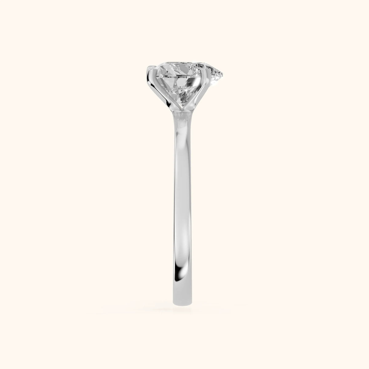 Matilda Cathedral Solitaire Heart Diamond Engagement Ring in White Gold - SideView.webp