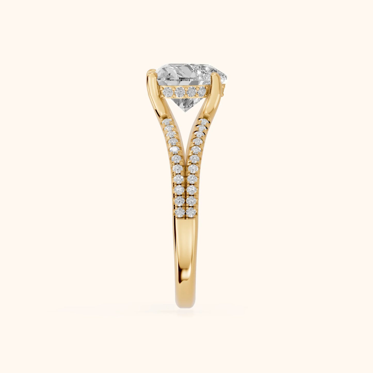 Eternal Embrace Solitaire Heart Diamond Engagement Ring in Yellow Gold - SideView