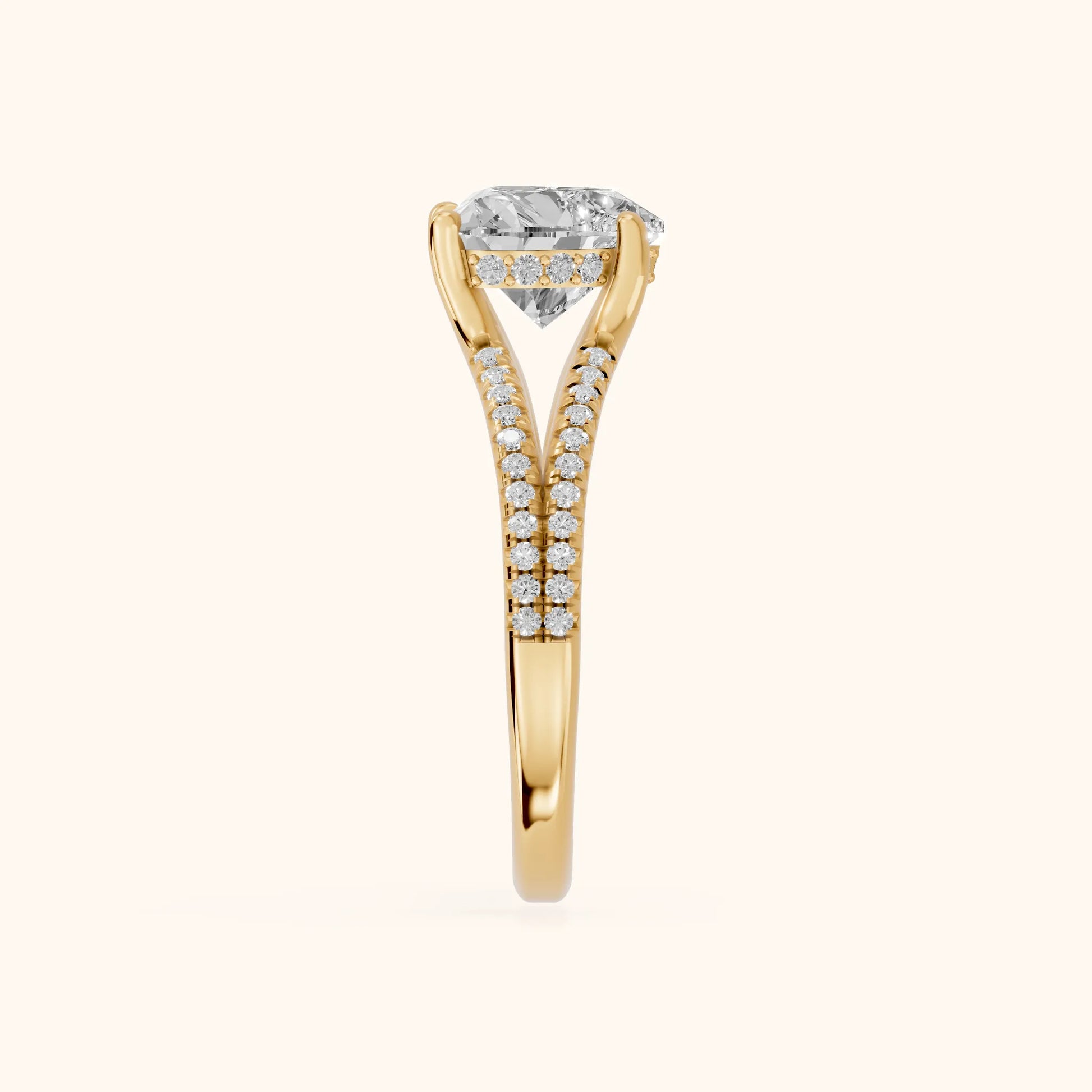 Eternal Embrace Solitaire Heart Diamond Engagement Ring in Yellow Gold - SideView