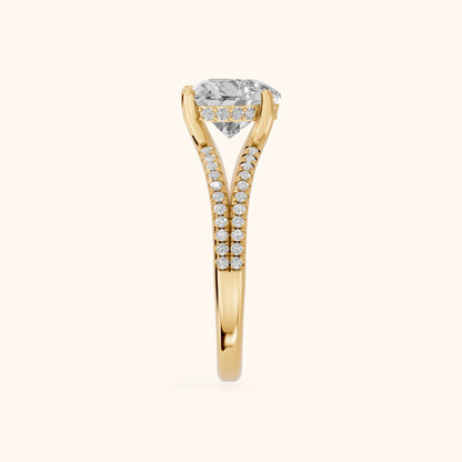 Eternal Embrace Solitaire Heart Diamond Engagement Ring in Yellow Gold - SideView