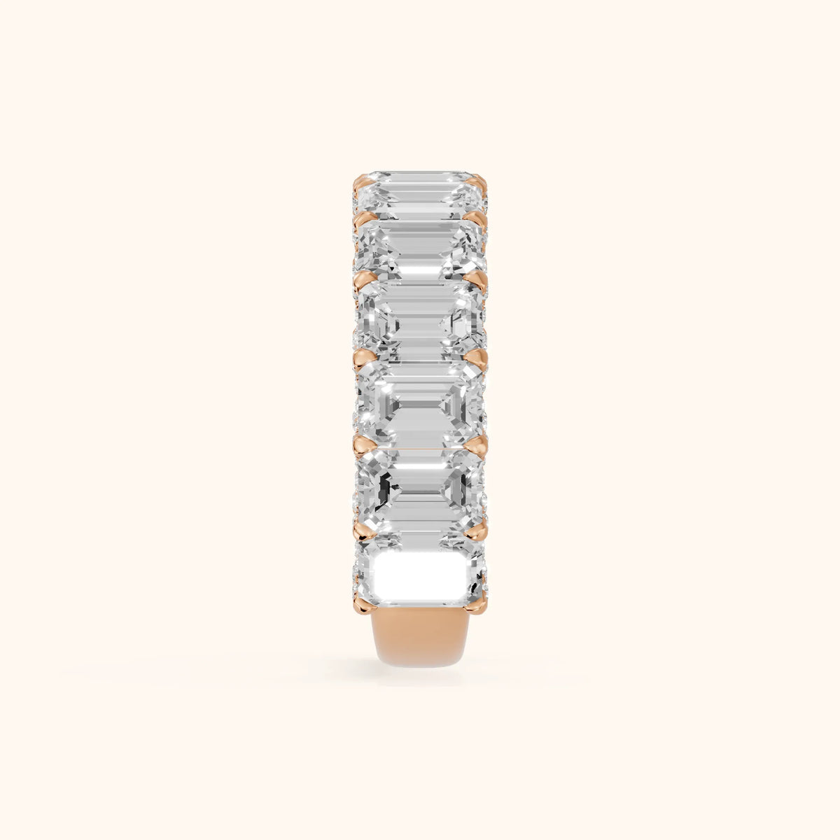 Tia Pavé Emerald Diamond Half Eternity Band in Rose Gold - SideView