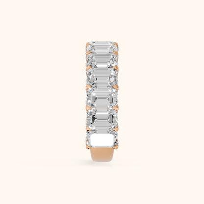 Tia Pavé Emerald Diamond Half Eternity Band in Rose Gold - SideView
