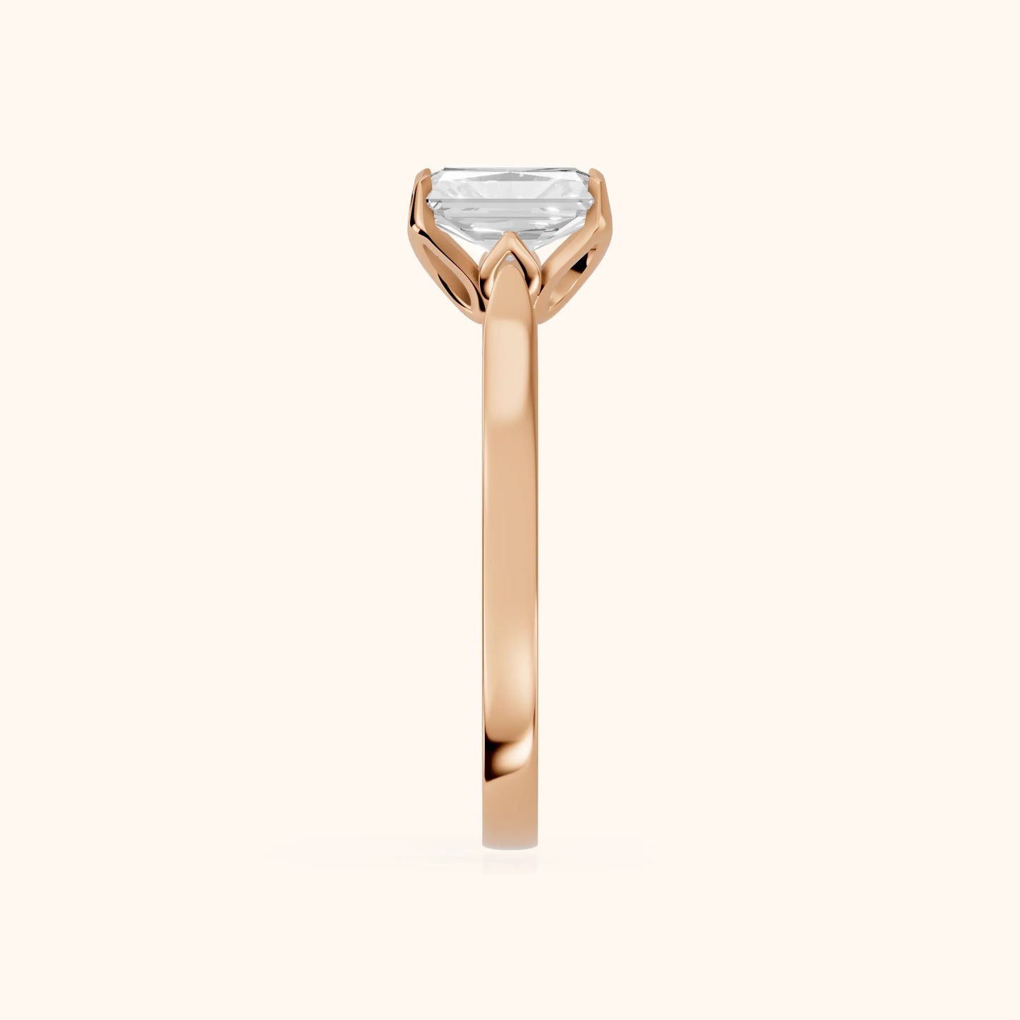 Isabella Bloom Solitaire Radiant Diamond Engagement Ring in Rose Gold - SideView