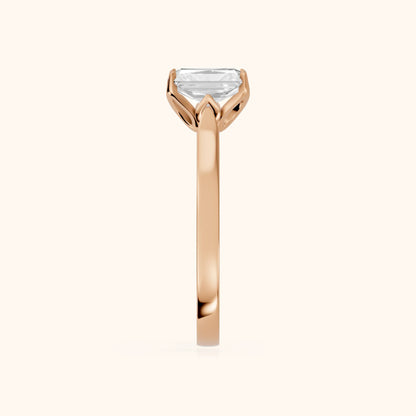 Isabella Bloom Solitaire Radiant Diamond Engagement Ring in Rose Gold - SideView