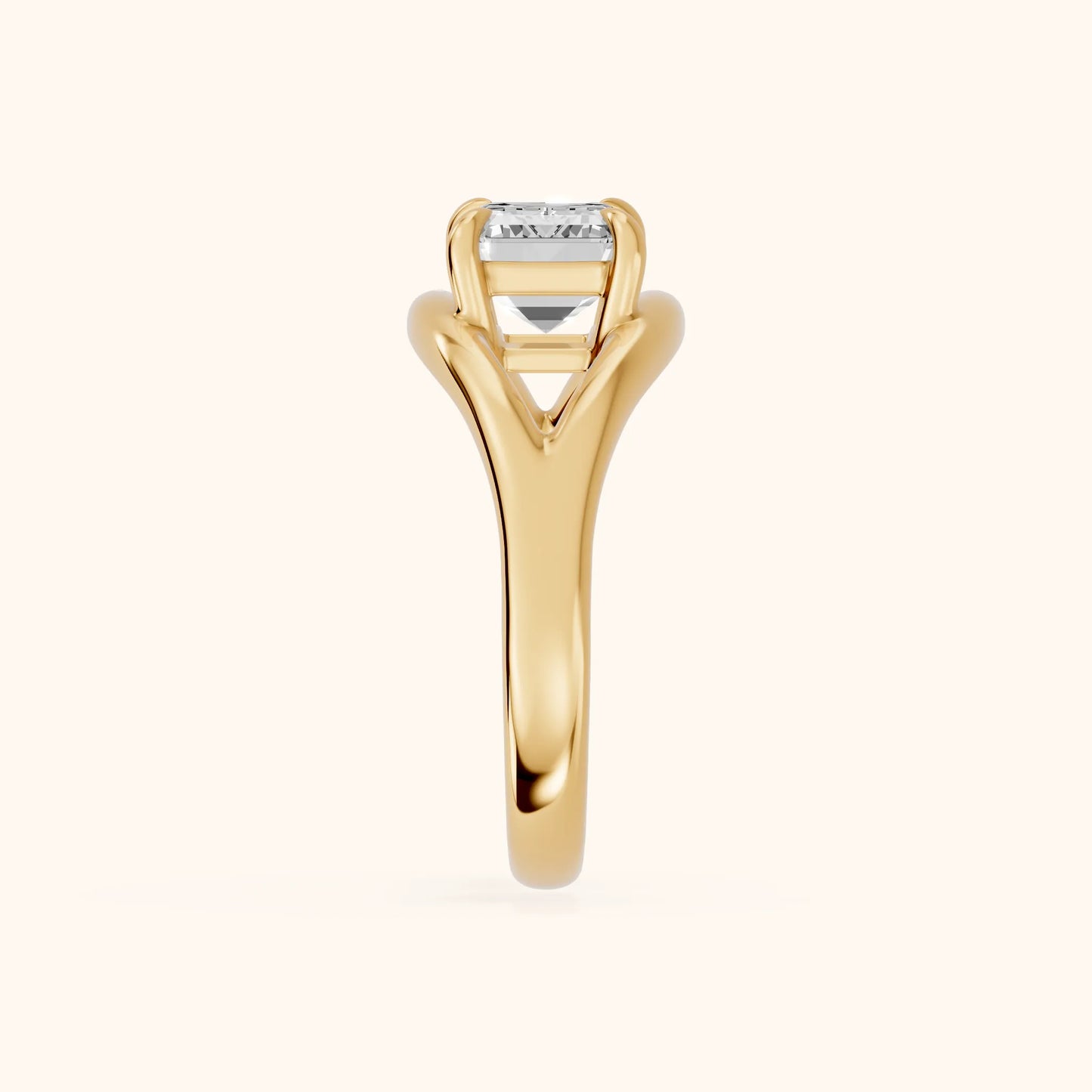 Seraphina Criss Cross Emerald Diamond Engagement Ring in Yellow Gold - SideView