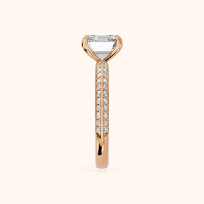 Meredith Knife Edge Pavé Asscher Diamond Engagement Ring in Rose Gold - SideView.webp