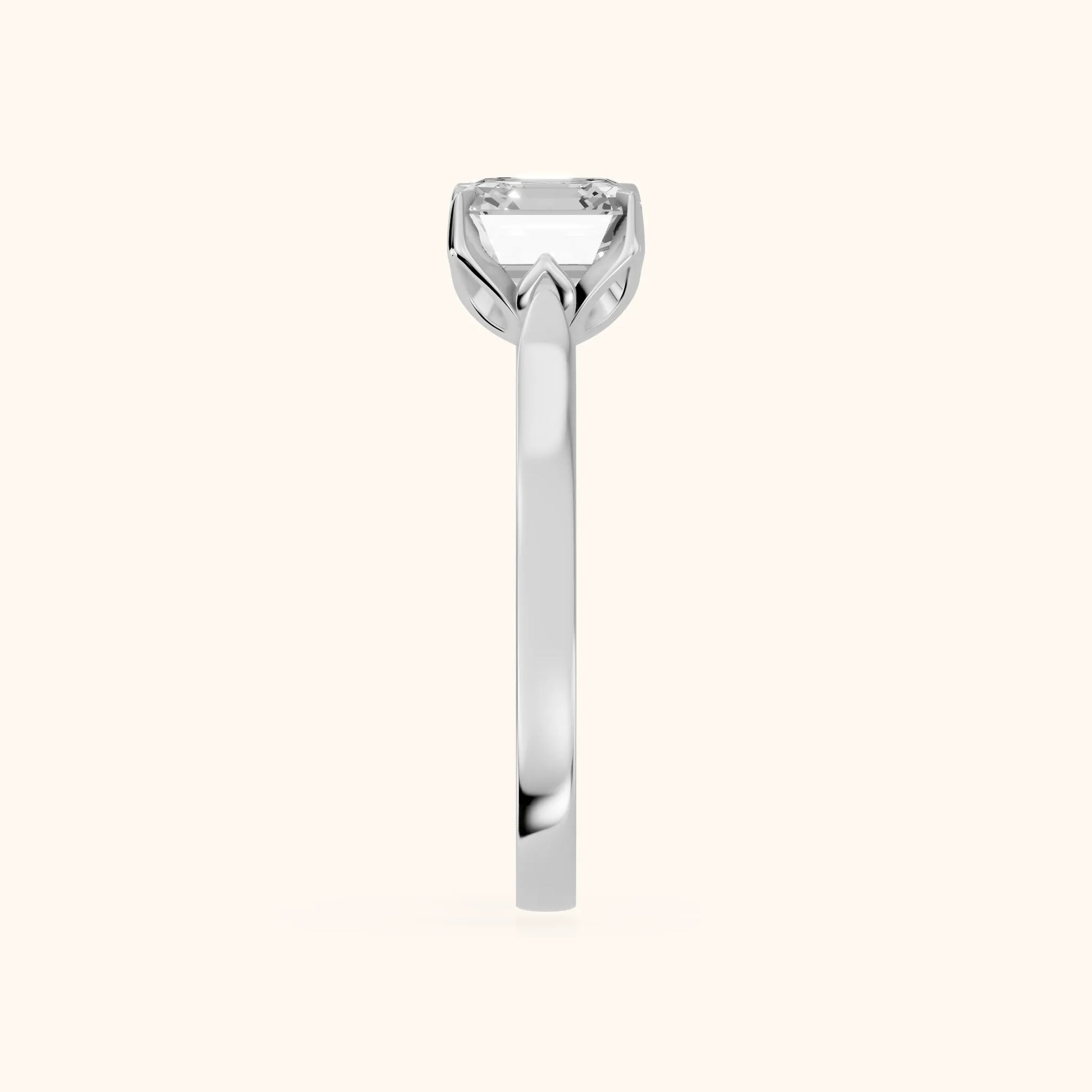 Isabella Bloom Solitaire Asscher Diamond Engagement Ring in Silver - SideView