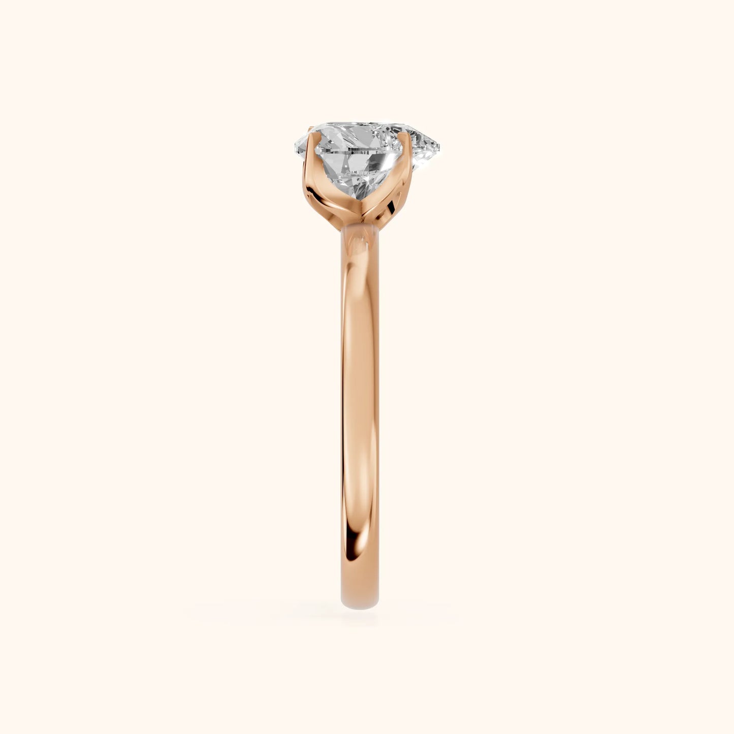 Serena Blossom Solitaire Heart Diamond Engagement Ring in Rose Gold - SideView