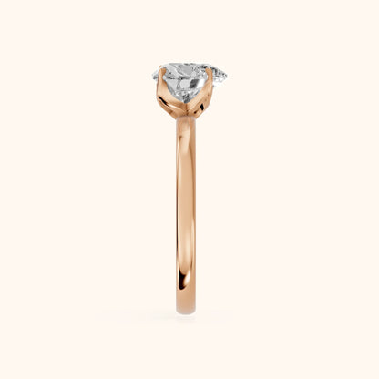 Serena Blossom Solitaire Heart Diamond Engagement Ring in Rose Gold - SideView