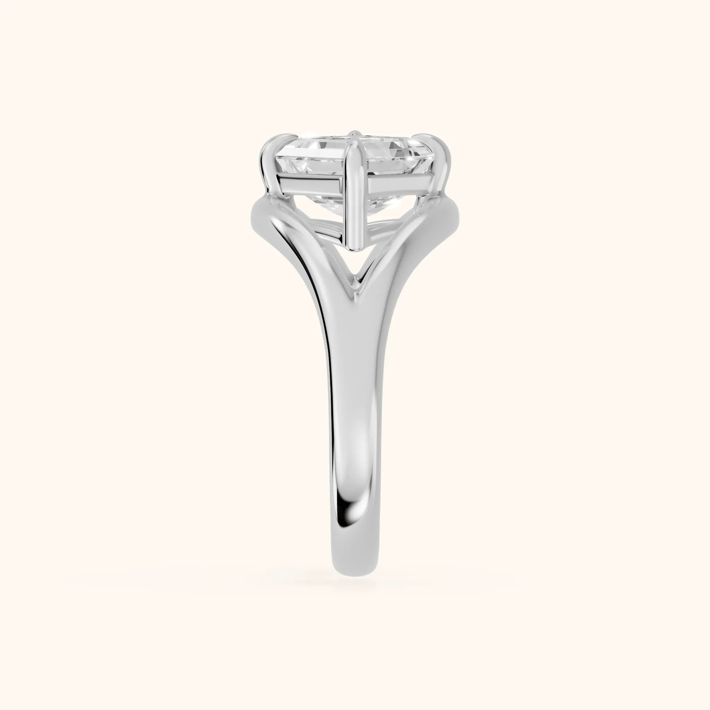 Seraphina Criss Cross Asscher Diamond Engagement Ring in White Gold - SideView