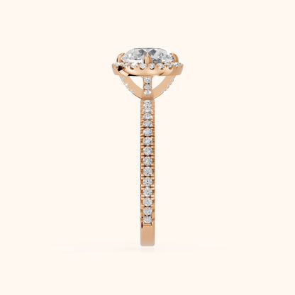 Rosemary Halo Pavé Round Diamond Engagement Ring in Rose Gold - SideView.webp
