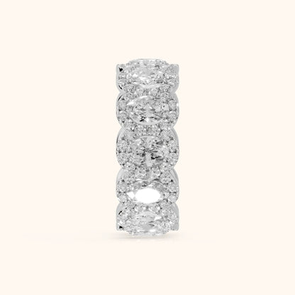 Delphine Pavé Oval Diamond Eternity Band in Silver - SideView