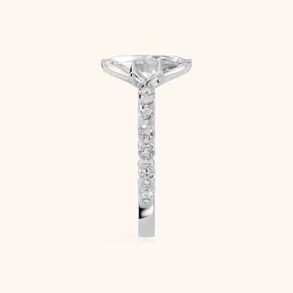 Eleanor Majesty Side Stone Marquise Diamond Engagement Ring in White Gold - SideView