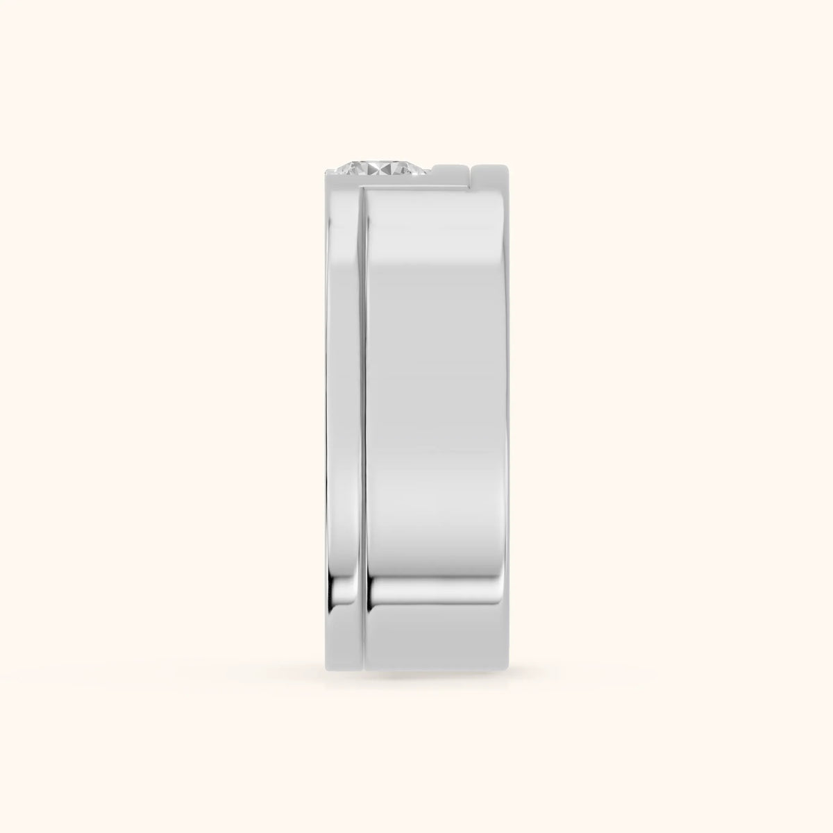 Marika Bezel Round Diamond Wedding Band in Platinum - SideView