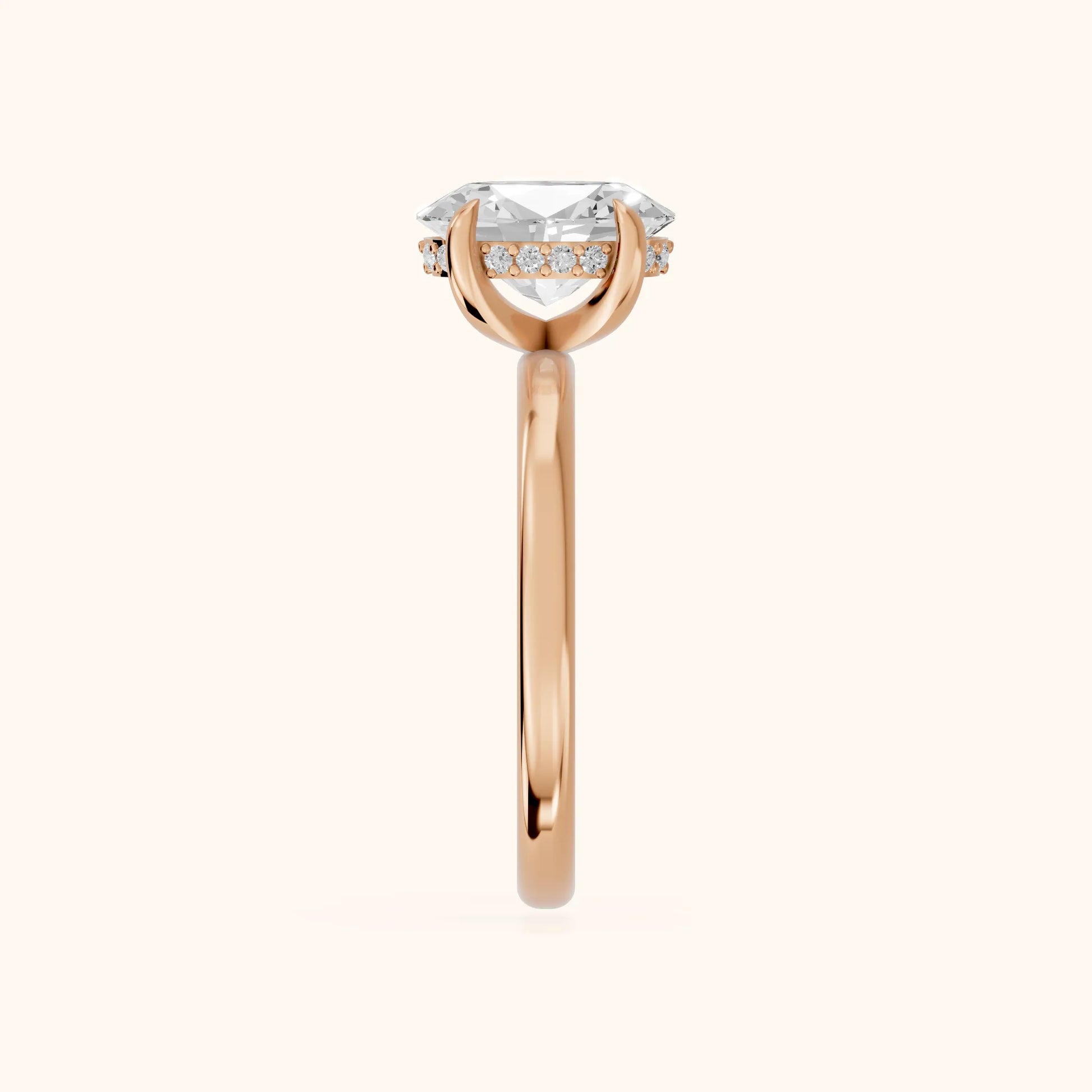 Charlotte Charm Solitaire Oval Diamond Engagement Ring in Rose Gold - SideView