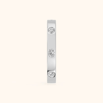 Alessia Bezel Oval & Round Diamond Eternity Band in Silver - SideView