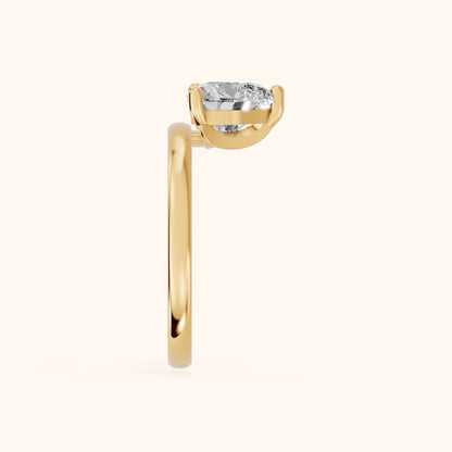 Maisie Four Prong Solitaire Heart Diamond Engagement Ring in Yellow Gold - SideView.webp