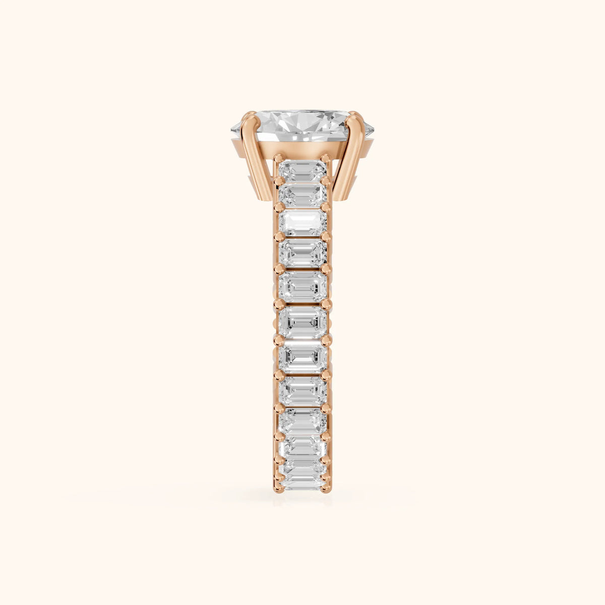 Mallory Shared Prong Oval Diamond Engagement Ring in Rose Gold - SideView.webp