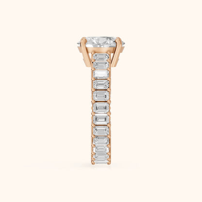 Mallory Shared Prong Oval Diamond Engagement Ring in Rose Gold - SideView.webp