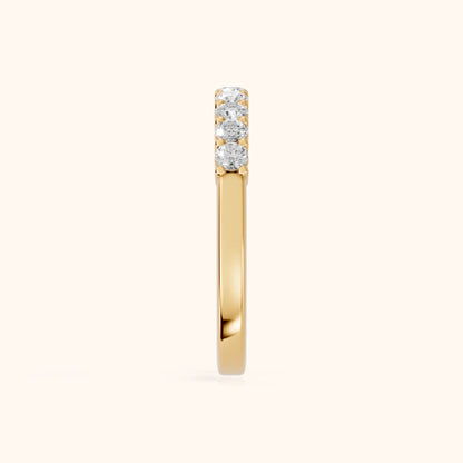 Daniela Shared Prong Round Diamond Half Eternity Band in Yellow Gold - SideView