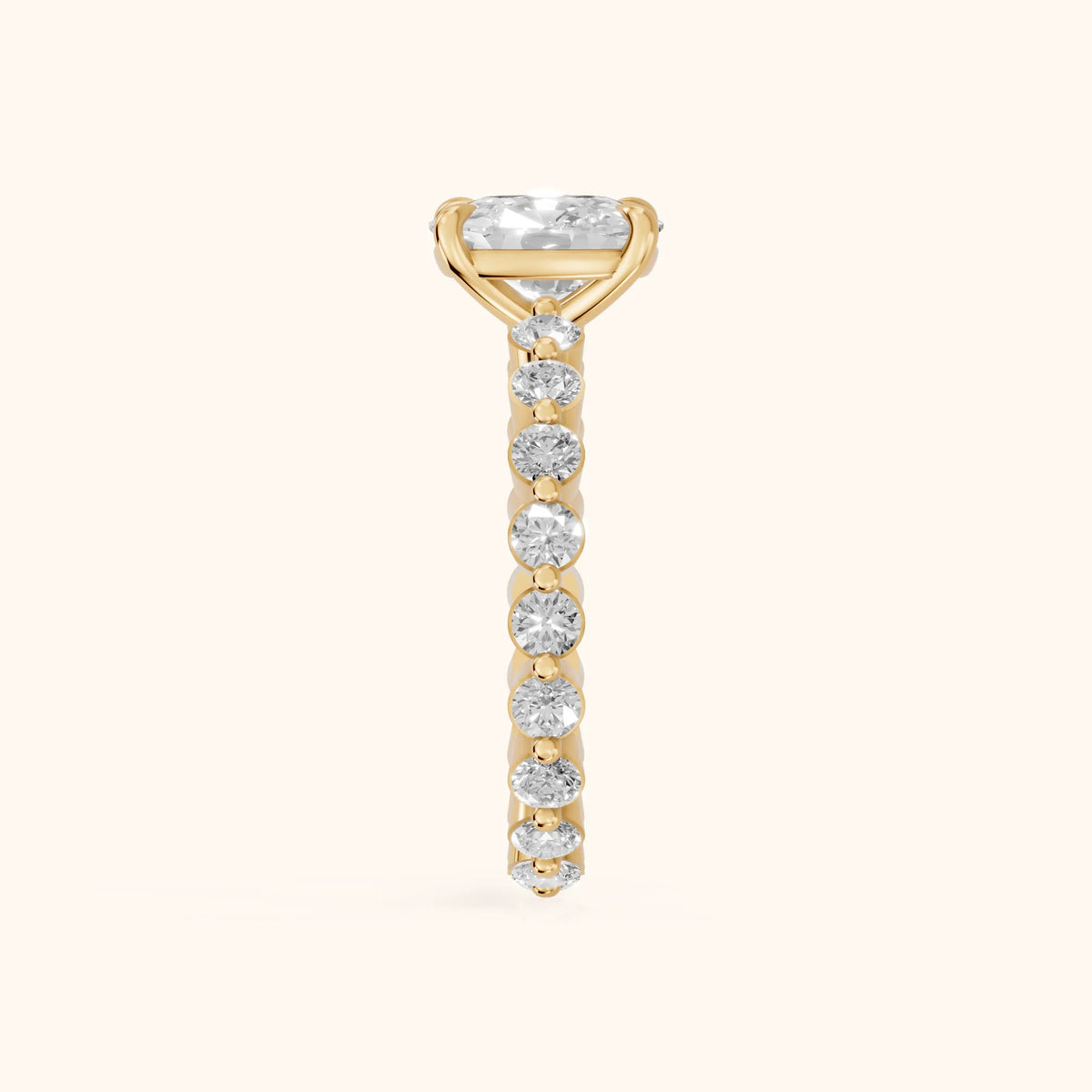 Piper Sidestone Cushion Diamond Engagement Ring in Yellow Gold - SideView.webp