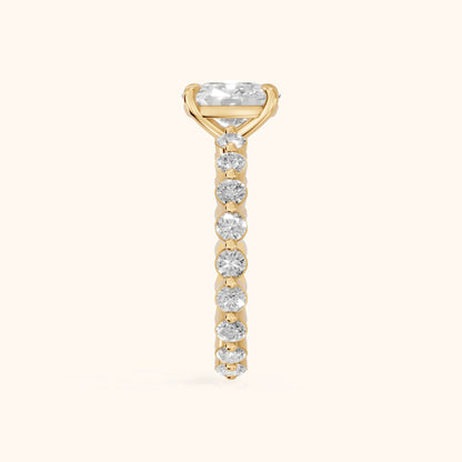 Piper Sidestone Cushion Diamond Engagement Ring in Yellow Gold - SideView.webp