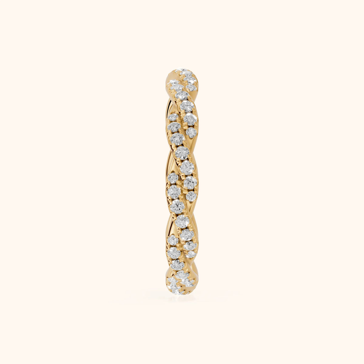 Trisha Micropavé Twist Round Diamond Eternity Band in Yellow Gold - SideView