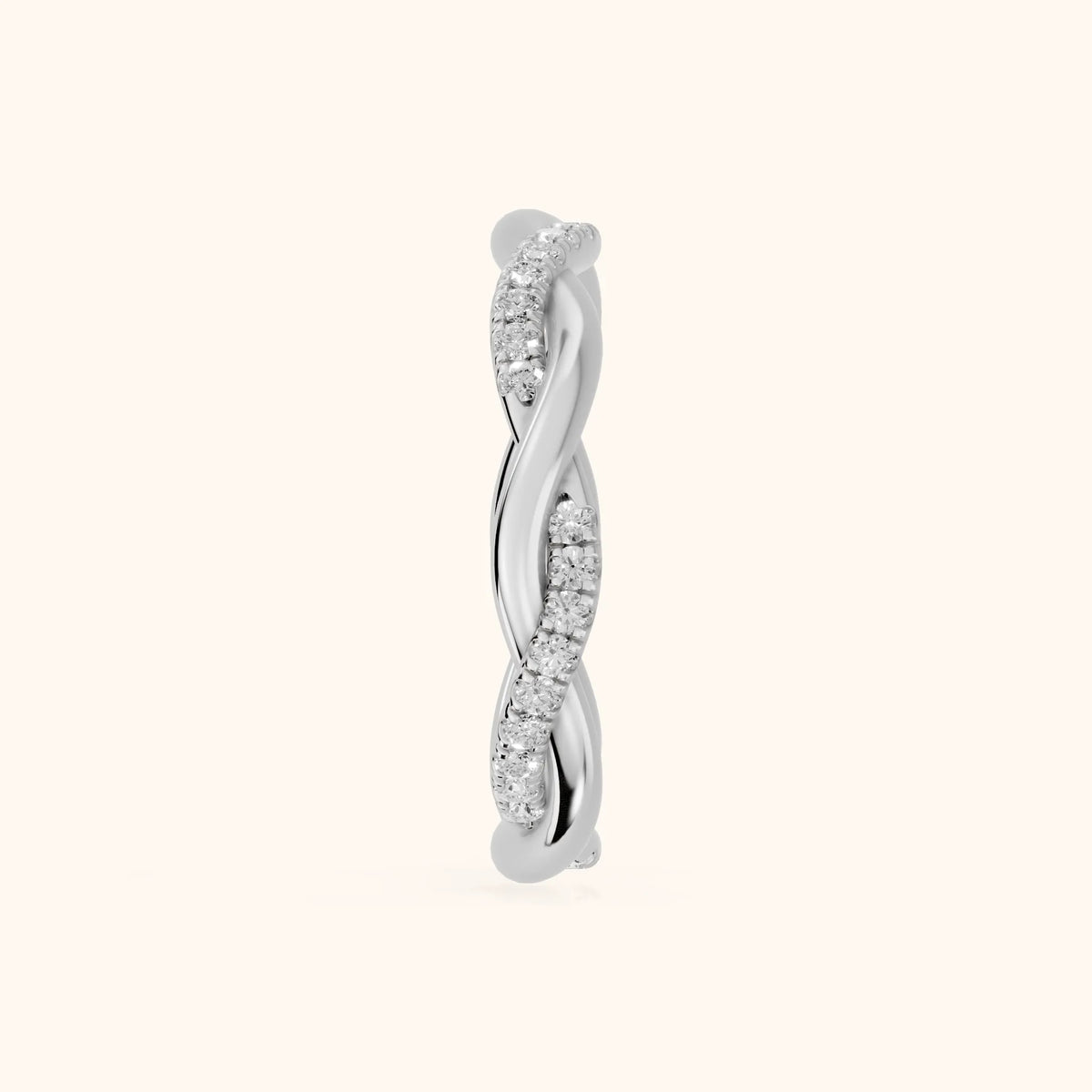Tanvi Petite Twist Round Diamond Eternity Band in Silver - SideView