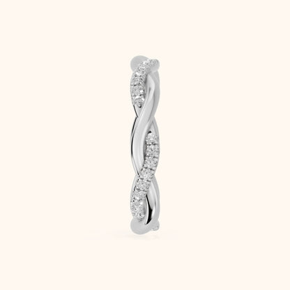 Tanvi Petite Twist Round Diamond Eternity Band in Silver - SideView