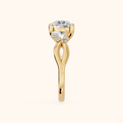 Luna Glow Twisted Round Diamond Engagement Ring in Yellow Gold - SideView