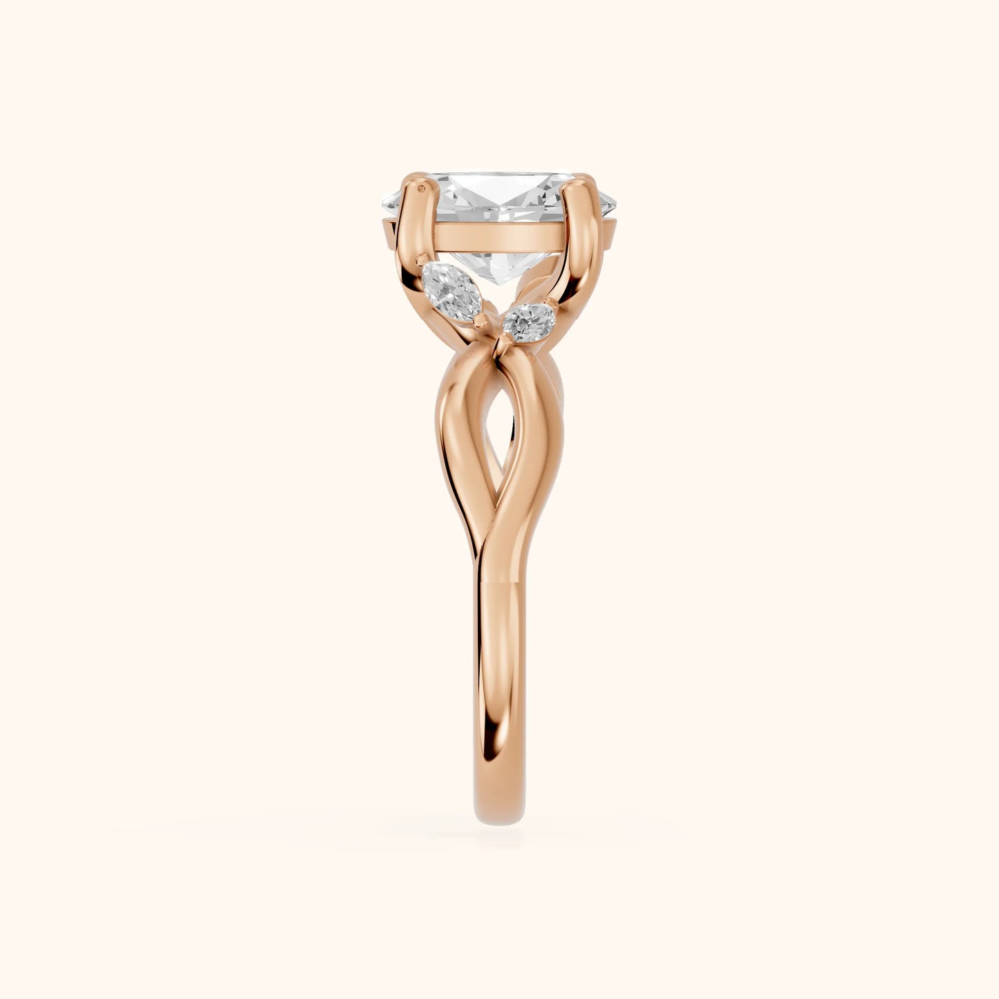 Luna Glow Twisted Oval Diamond Engagement Ring in Rose Gold - SideView