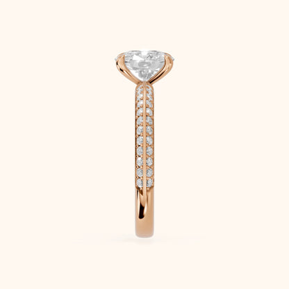 Meredith Knife Edge Pavé Cushion Diamond Engagement Ring in Rose Gold - SideView.webp