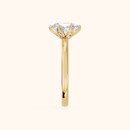 Serena Blossom Solitaire Oval Diamond Engagement Ring in Yellow Gold - SideView