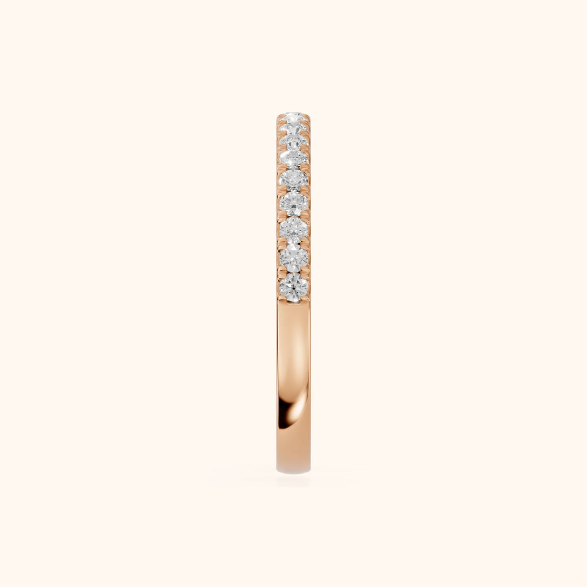 Avani French Pavé Round Diamond Half Eternity Band in Rose Gold - SideView