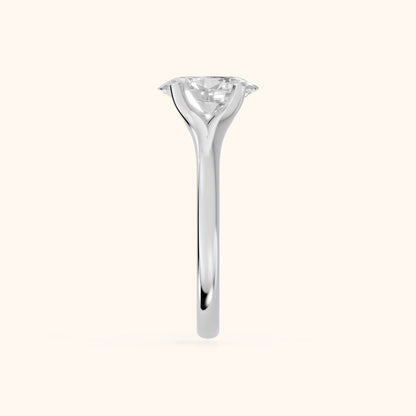 Nell Split Shank Solitaire Oval Diamond Engagement Ring in Platinum - SideView.webp
