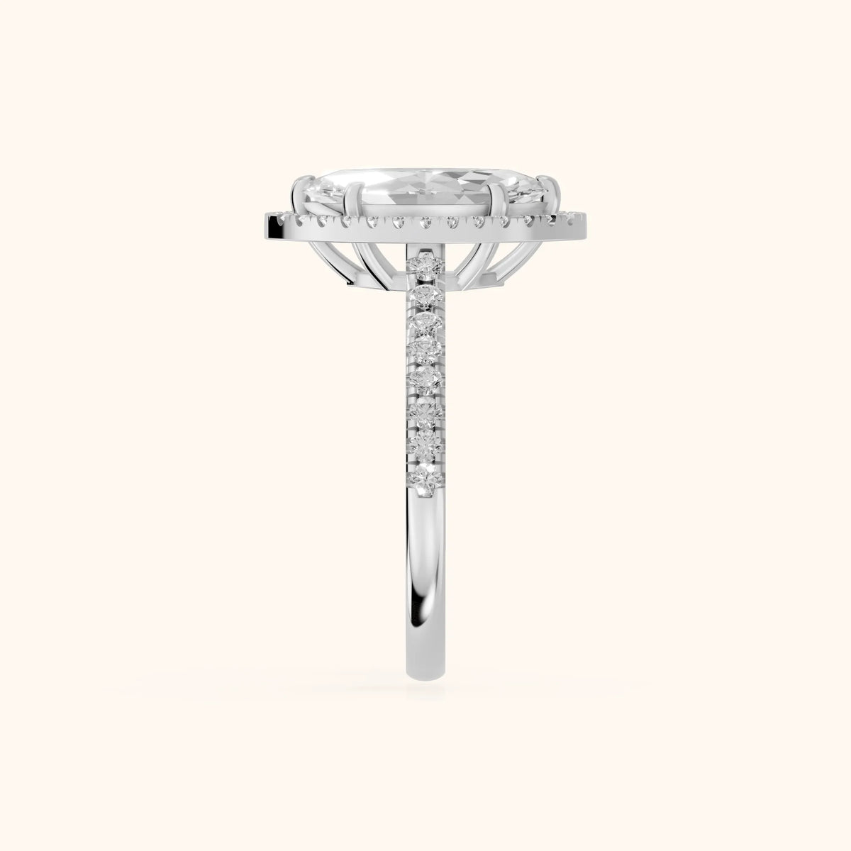 Mabel Halo French Pavé Marquise Diamond Engagement Ring in White Gold - SideView.webp