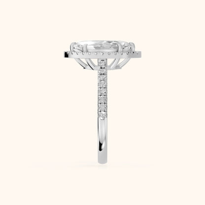 Mabel Halo French Pavé Marquise Diamond Engagement Ring in White Gold - SideView.webp
