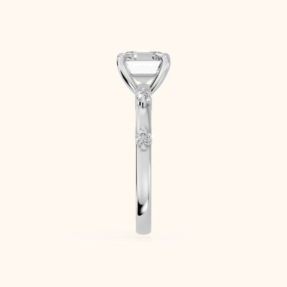 Elena Radiance Solitaire Asscher Diamond Engagement Ring in Platinum - SideView