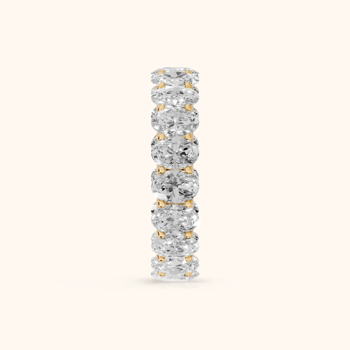 Ivana Shared Prong Oval Diamond Eternity Band in Yellow Gold - SideView