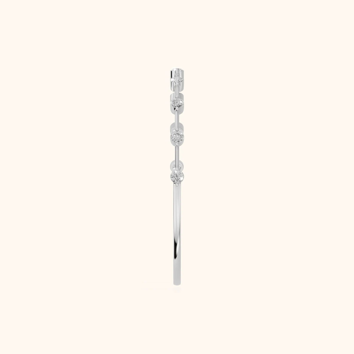 Zaria Dot Dash Round Diamond Wedding Band in Silver - SideView