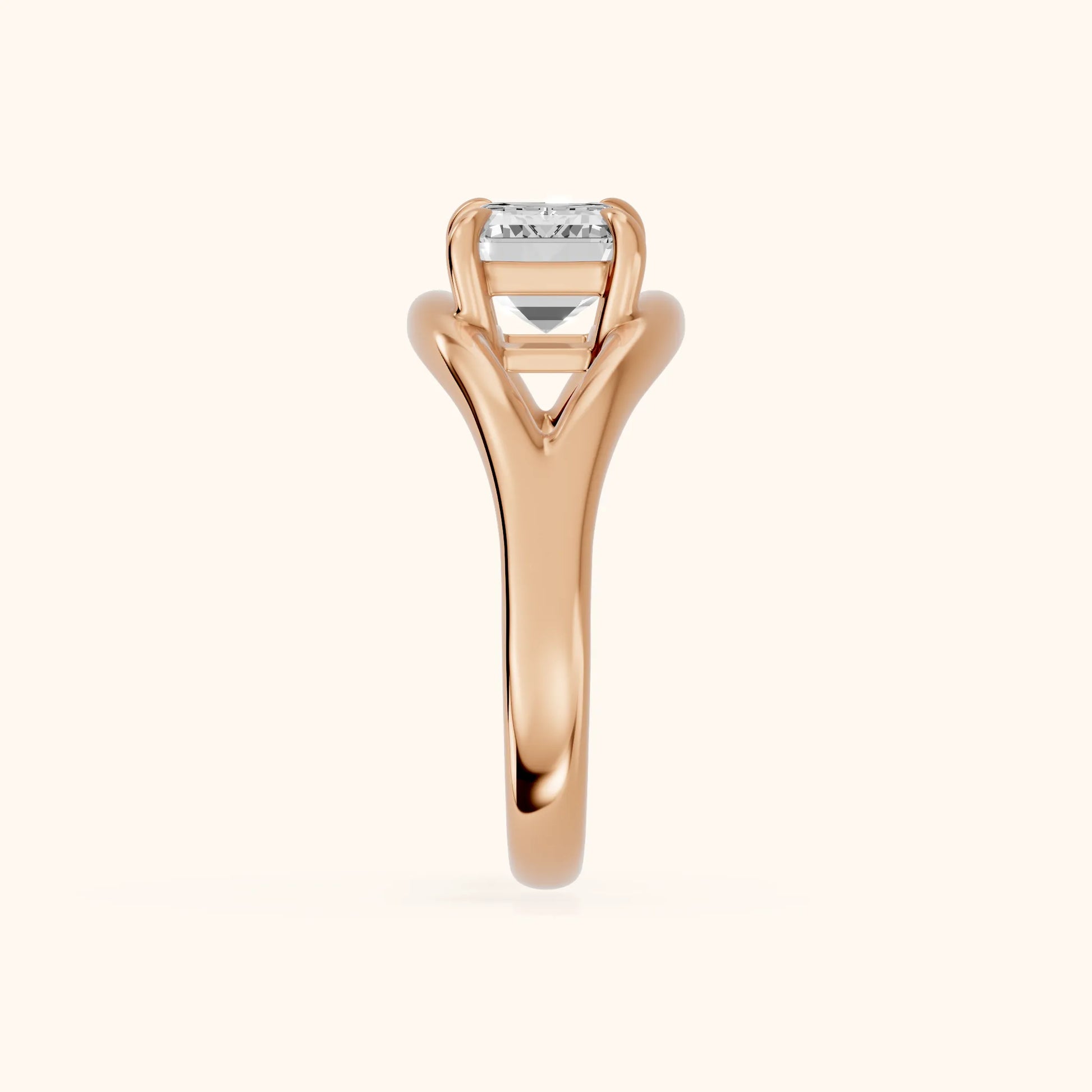 Seraphina Criss Cross Emerald Diamond Engagement Ring in Rose Gold - SideView