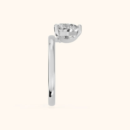Maisie Four Prong Solitaire Heart Diamond Engagement Ring in White Gold - SideView.webp