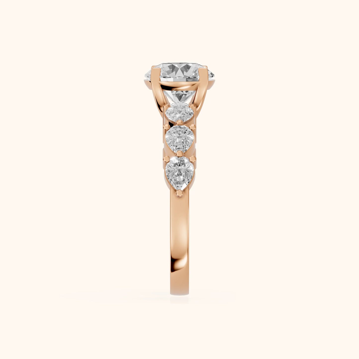 Iris Round Diamond Bridal Set in Rose Gold - SideView