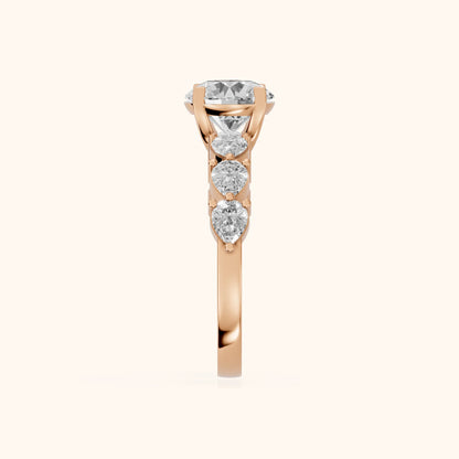 Iris Round Diamond Bridal Set in Rose Gold - SideView