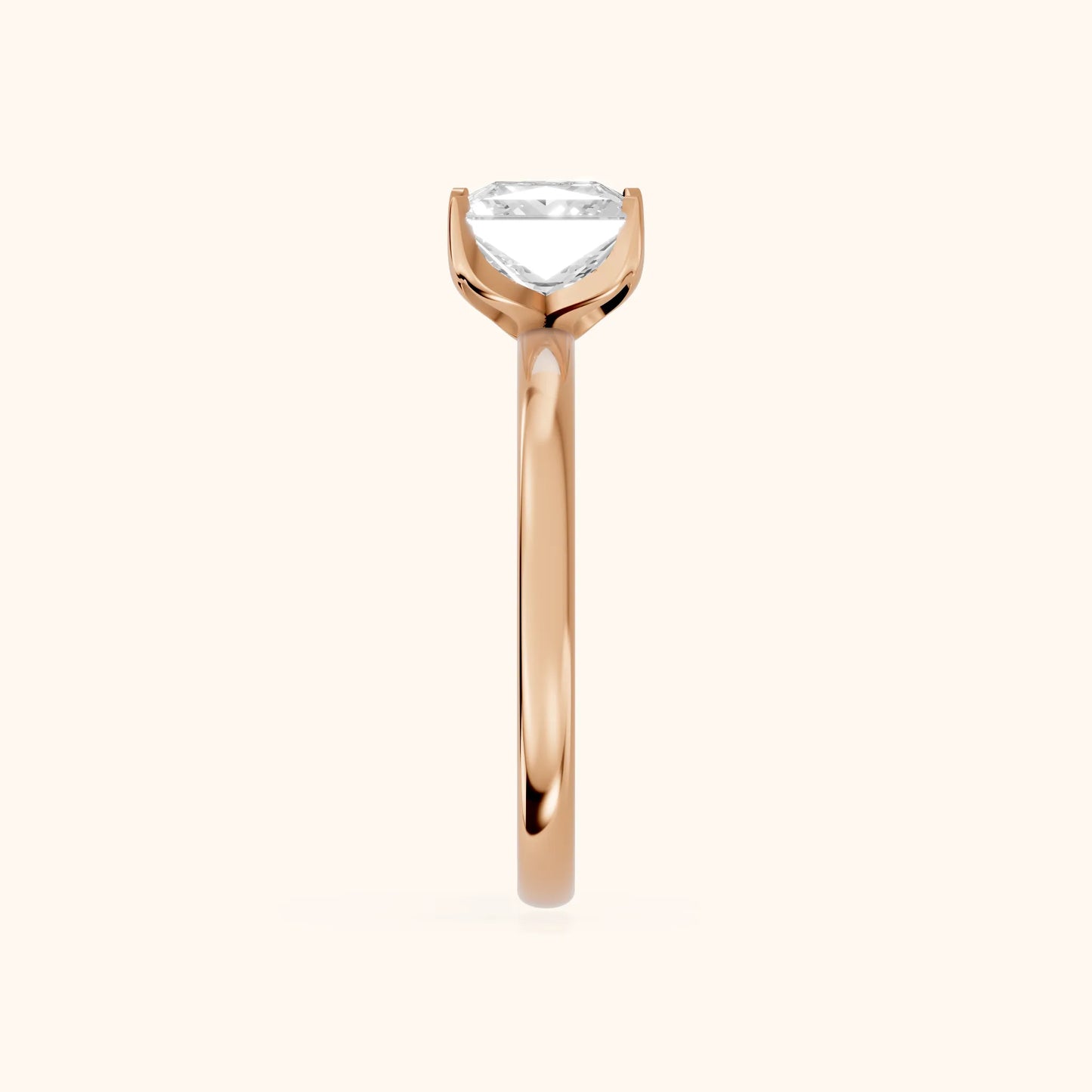 Serena Blossom Solitaire Princess Diamond Engagement Ring in Rose Gold - SideView