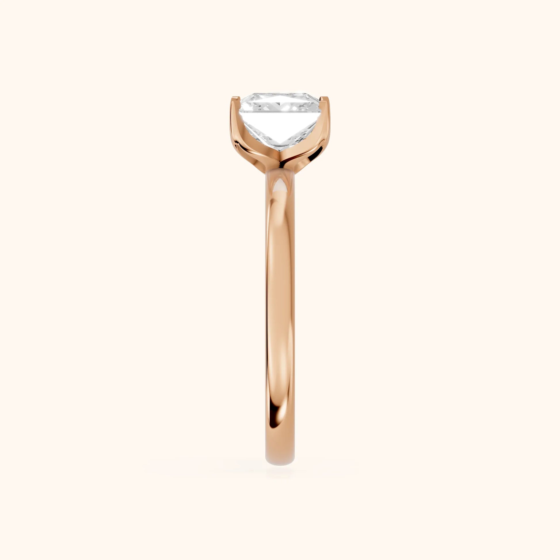 Serena Blossom Solitaire Princess Diamond Engagement Ring in Rose Gold - SideView
