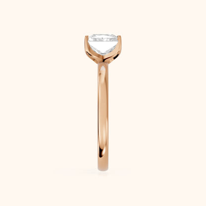 Serena Blossom Solitaire Princess Diamond Engagement Ring in Rose Gold - SideView