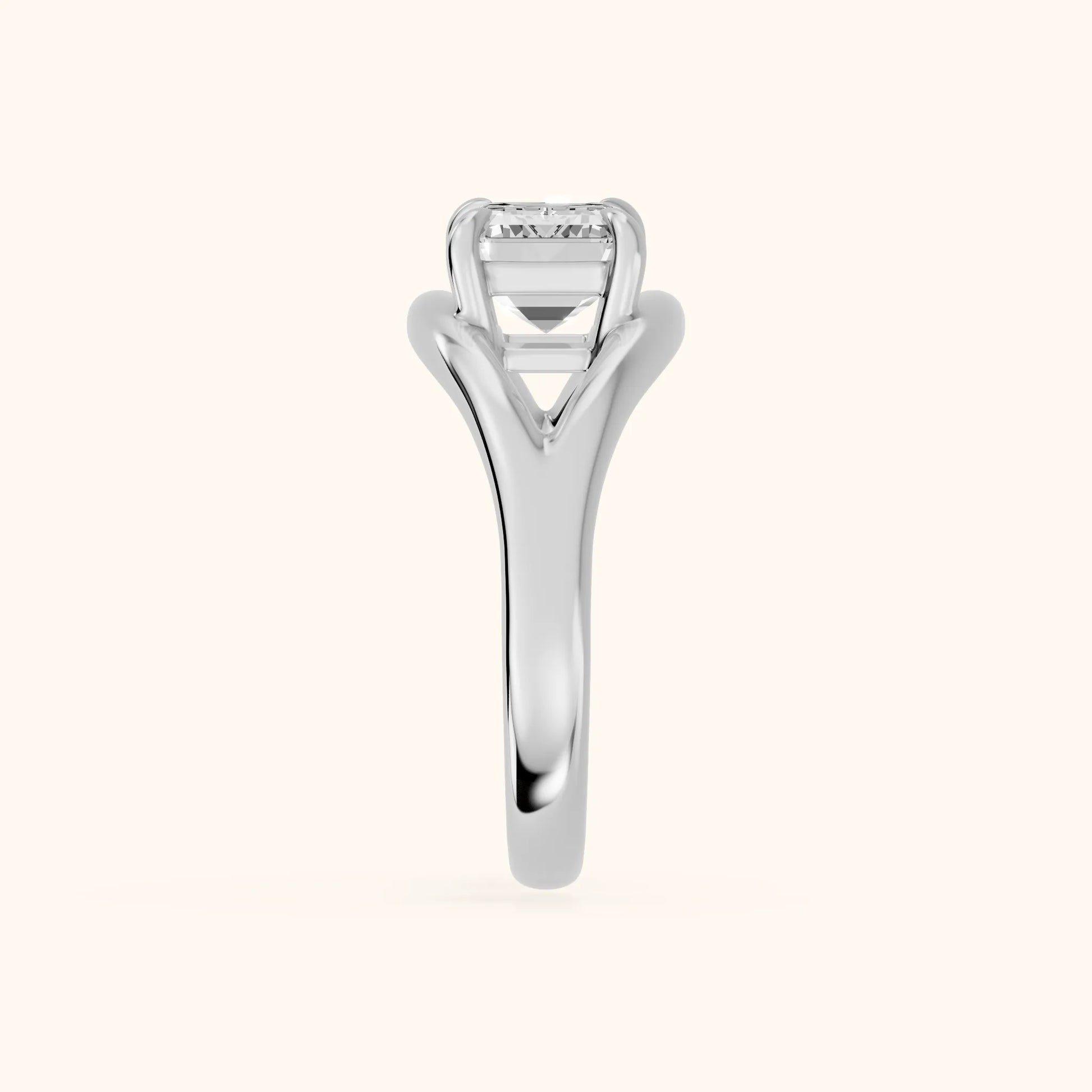 Seraphina Criss Cross Emerald Diamond Engagement Ring in Platinum - SideView