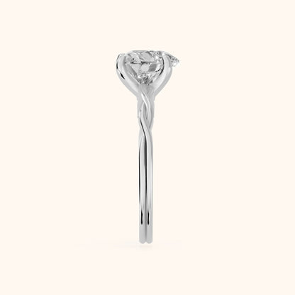 Iris Twist Heart Diamond Engagement Ring in White Gold - SideView