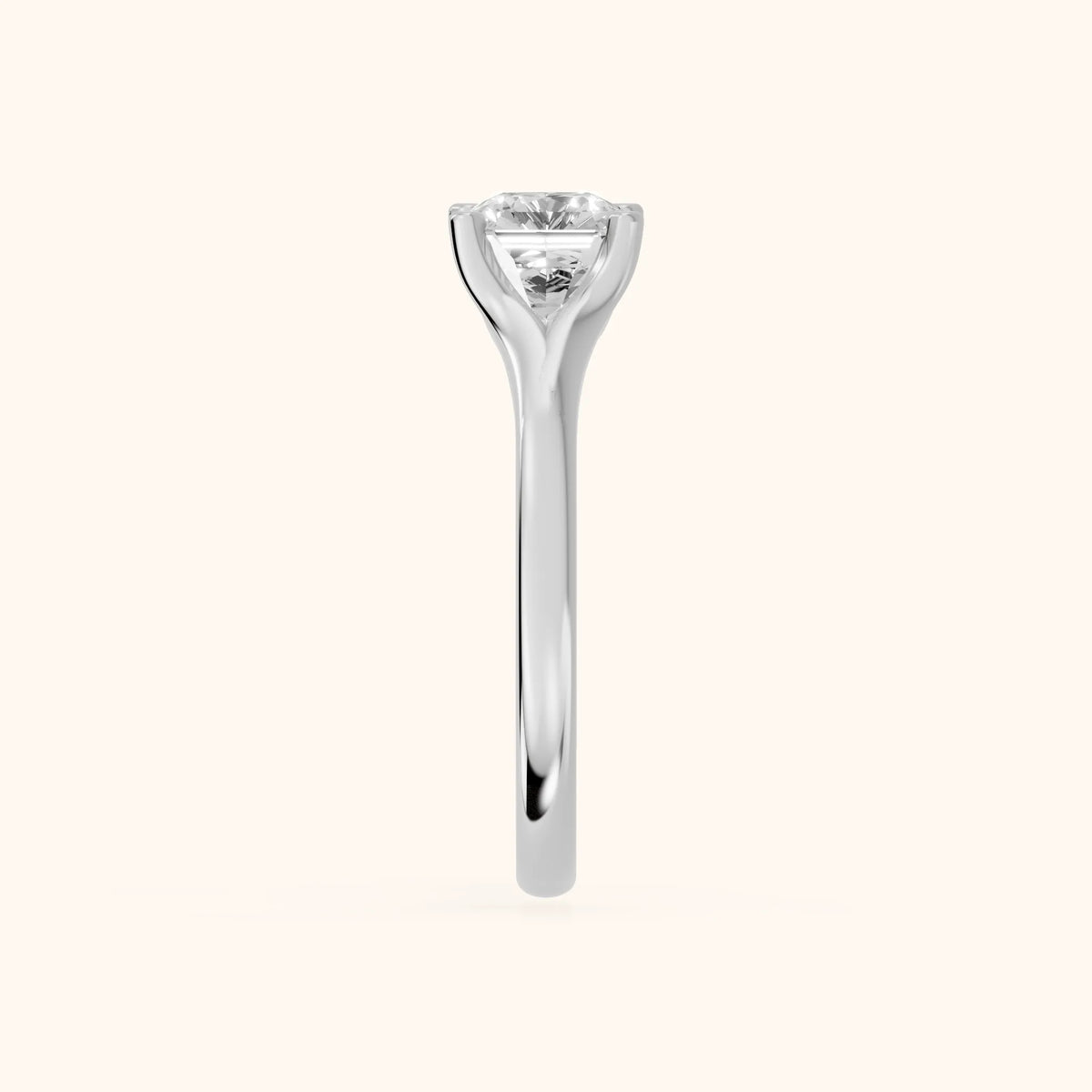 Nell Split Shank Solitaire Asscher Diamond Engagement Ring in Platinum - SideView.webp
